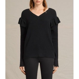 AllSaints Parnell v-neck black sweater wool xs s m